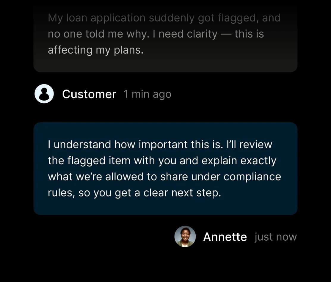 Simulated compliance reply