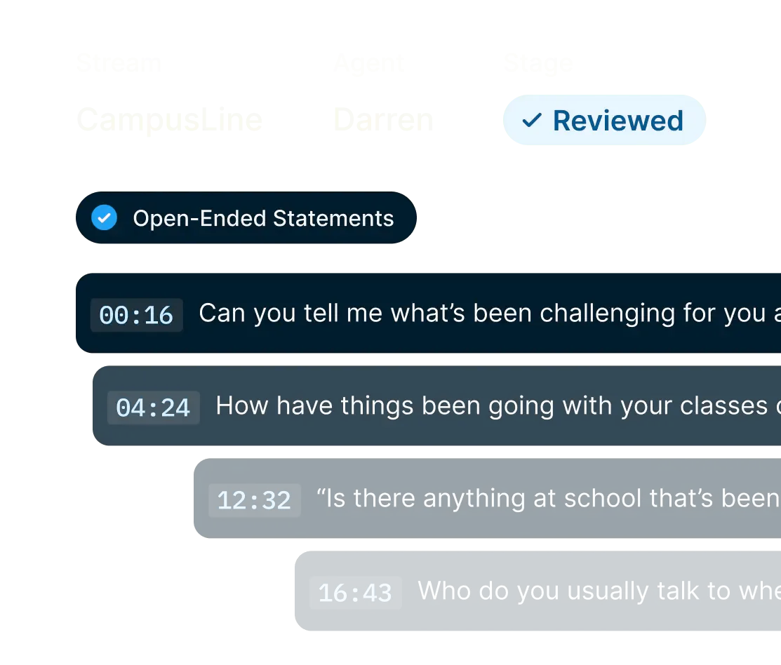 Reviewed transcript timeline